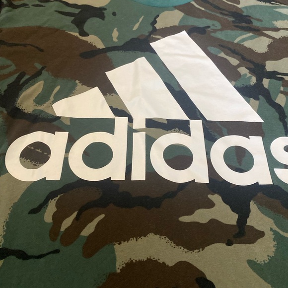Adidas Green and Brown Camouflage Short Sleeve Tee - Picture 3 of 5